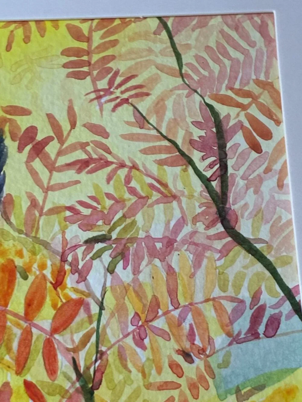 Original Watercolor - Black Bear in Fall Foliage
